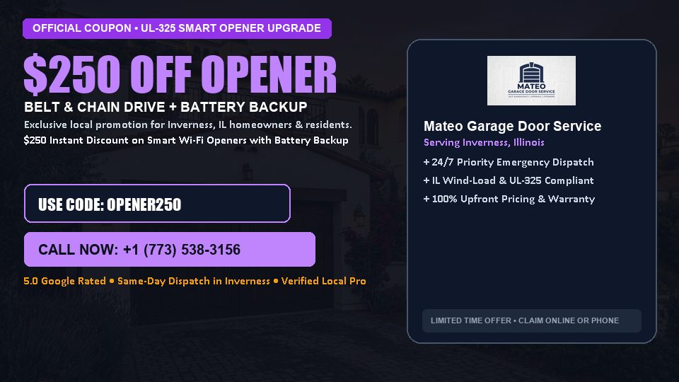 $250 OFF Smart Wi-Fi Garage Door Opener Installation in Inverness, IL - Mateo Garage Door Service