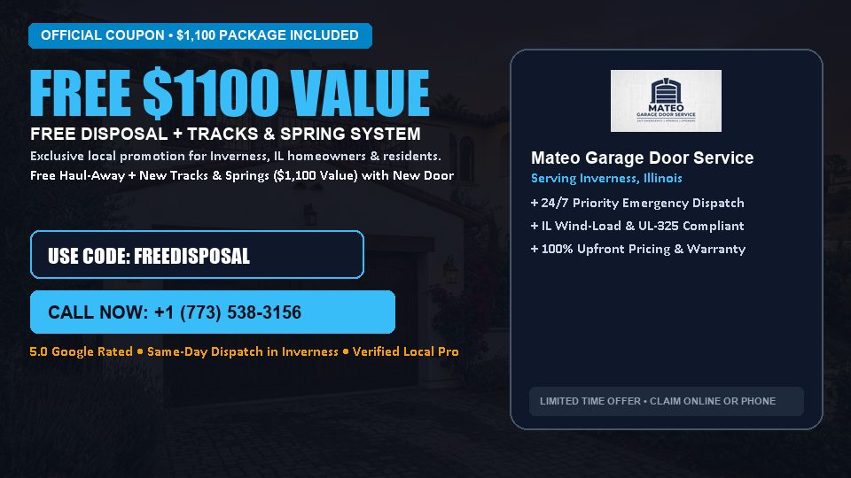FREE Old Door Haul-Away & Heavy-Duty Tracks in Inverness, IL - Mateo Garage Door Service