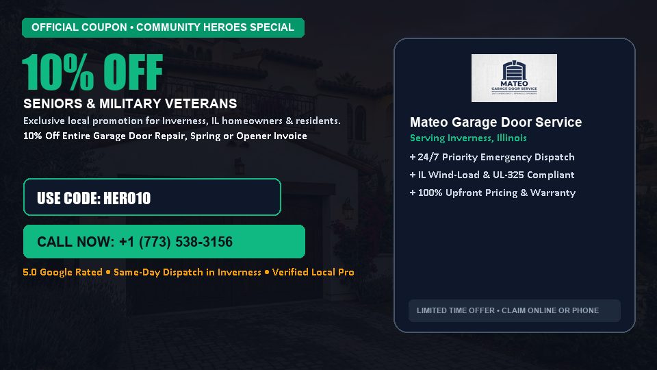 10% OFF Senior, Military & First Responder Discount in Inverness, IL - Mateo Garage Door Service